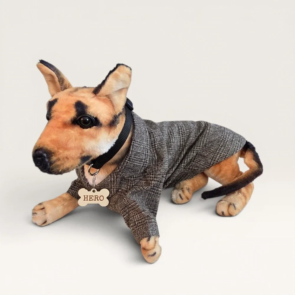 Plaid Dog Blazer Brown Grey Two‎ Button Pet Jacket Small